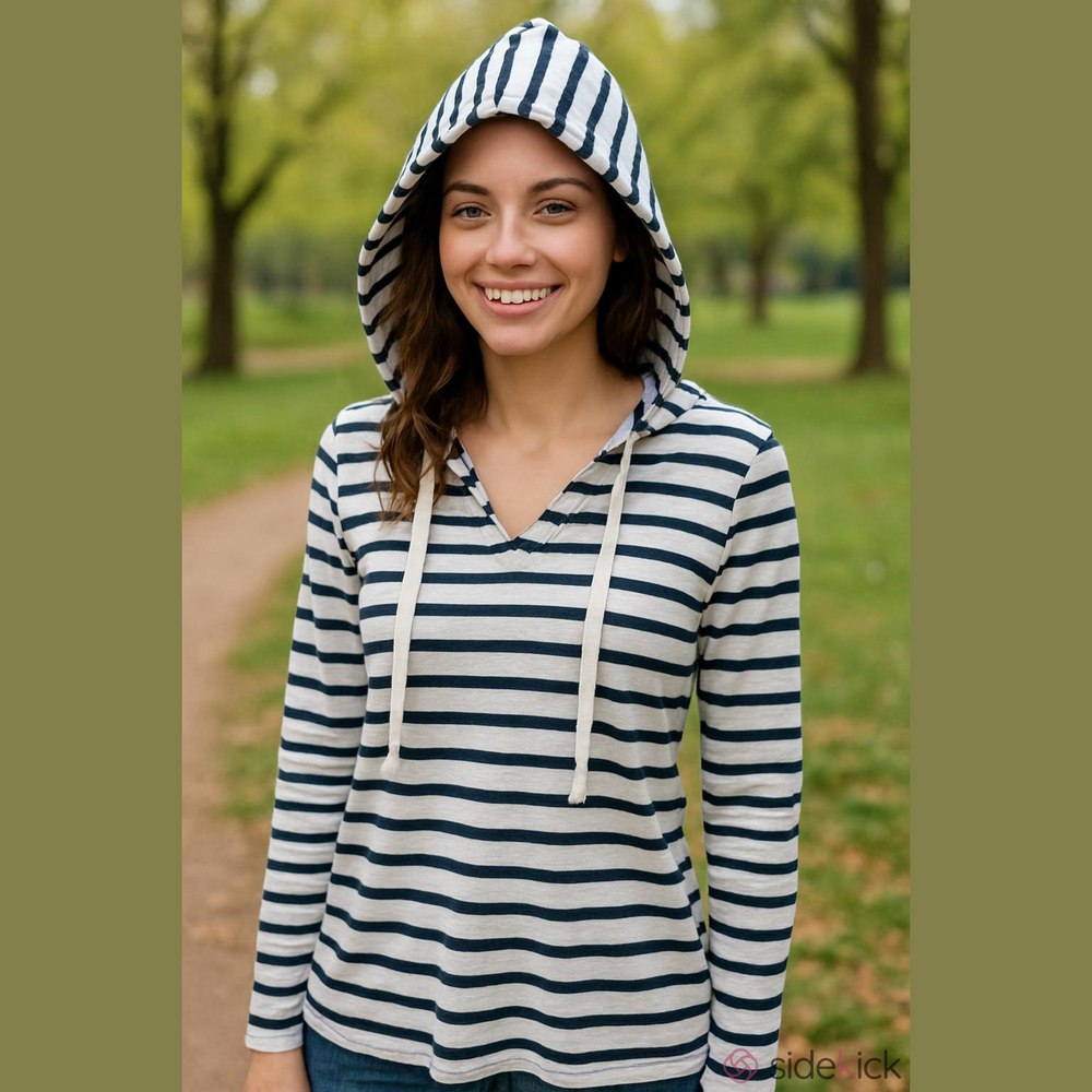 Loft Pullover Hoodie XS Stripes Blue